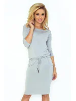 Dámské sportovní šaty netopýří střih na zavazování s kapsami šedé - Šedá - Numoco