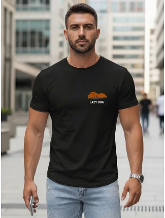 Pánské bavlněné tričko s minimalistickým potiskem černé FashionStreet NX5096R Pánské bavlněné tričko s minimalistickým potiskem černé FashionStreet NX5096R