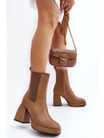 Botky sztyblety na masivním podpatku bežové Ironna