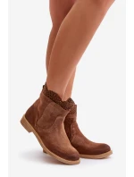 Nízké Dámské Boty Na Ploché Podešvi Zamszové Lewski 3624 Hnědé