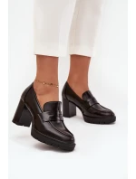 Dámské polobotky na sloupku z eko kůže čokoládové Ilyssia