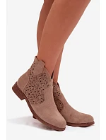 Dámské perforované kotníkové boty HY61-8026 Béžové - S.Barski