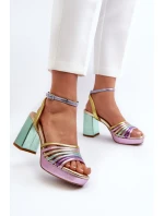 Dámské sandály na podpatku D&A CR920 Multikolor Dámské sandály na podpatku D&A CR920 Multikolor