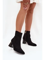 Dámské Botky Z Eko Semiše Na Podpatku Se Zipem Černé Zelita