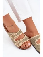 Háčkované Dámské Sandály Se Zlatými Přezkami Zelené Fenira