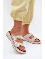 Dámské pantofle světle béžové s přezkami Inblu SD000001