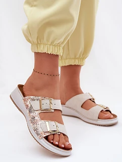 Dámské pantofle světle béžové s přezkami Inblu SD000001