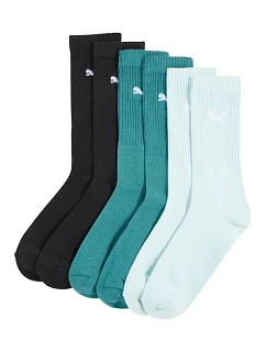 Ponožky Puma Crew, 3 páry, černé, mořská zeleň, světle modré, 880355, velikost 41