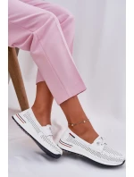 Kožené dámské polobotky na platformě bílé Violeth