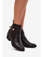 Dámské Boty Na Zip S Páskem A Zlatým Detailem Černé Zelinae Dámské Boty Na Zip S Páskem A Zlatým Detailem Černé Zelinae