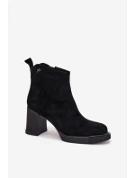 Semišové kožené dámské boty na podpatku Vinceza 91142 Černé Semišové kožené dámské boty na podpatku Vinceza 91142 Černé