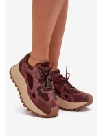 Kožené dámské tenisky  na platformě Big Star HI-POLY SYSTEM – bordó
