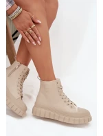 Dámské zateplené kotníkové tenisky na platformě SS274535 Světle béžová - Big Star