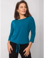 Volná dámská halenka v mořské barvě se zavazováním na spodním okraji (4691) Volná dámská halenka v mořské barvě se zavazováním na spodním okraji (4691)