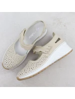 Rieker béžové kožené polobotky na suchý zip N4382-60