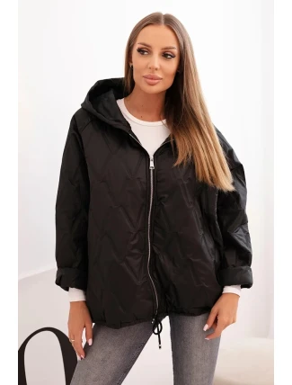 Dámská prošívaná bunda s kapucí černá