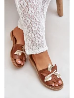 Pantofle S Dekorací Přírodní Kůže Zazoo 3574/Z Camel