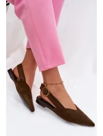 Baleríny se Zlatým Přezkou Eko Semišové Olivové Palerra