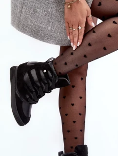 Kožené kotníkové boty na klínku, černá Amria