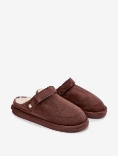 Dámské zateplené pantofle s páskem Rilena - čokoládové