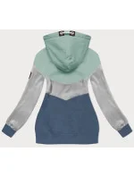 Mátovo-šedo-tmavě modrá hrubší dámská trojbarevná mikina (2303) Mátovo-šedo-tmavě modrá hrubší dámská trojbarevná mikina (2303)