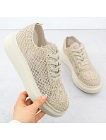 Dámská obuv na platformě se šněrováním béžová Vinceza 17371