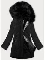 Černá dámská zimní bunda s kožešinovou podšívkou (V715) Černá dámská zimní bunda s kožešinovou podšívkou (V715)
