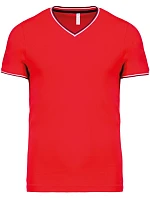 Kariban K 374 Pánské piqué tričko s výstřihem do V 20.K374 red/navy/white Kariban K 374 Pánské piqué tričko s výstřihem do V 20.K374 red/navy/white