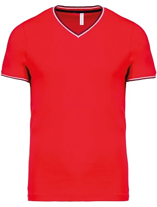 Kariban K 374 Pánské piqué tričko s výstřihem do V 20.K374 red/navy/white Kariban K 374 Pánské piqué tričko s výstřihem do V 20.K374 red/navy/white