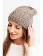 Dámská zimní čepice s vlnou a zdobením z kamínků K480 mocca Dámská zimní čepice s vlnou a zdobením z kamínků K480 mocca