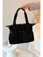 Kožená semišová kabelka s kapsami černá Zephina