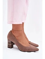 Lodičky z eko semiše Sergio Leone PB414 světle hnědé s ozdobným sloupkem