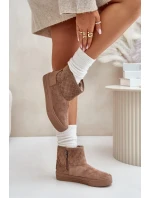 Kotníkové sněhule na zip zateplené kožíškem Big Star béžové Kotníkové sněhule na zip zateplené kožíškem Big Star béžové