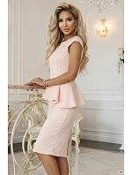 192-17 Elegantní semišové midi šaty s kosticí - pudrově růžové