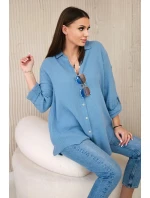 Bavlněná mušelínová košile oversize džínovina