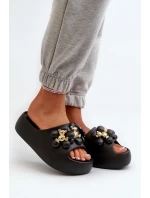 Dámské Piankové Žabky S Ozdobami Na Hrubé Podrážce Černé Bremavia