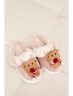 Vánoční kožené domácí pantofle dámské sobi béžové Ilianne