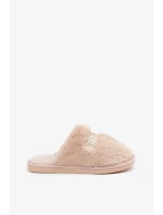 Dámské Pantofle S Kožešinou A Nápisem Béžové Kalelia