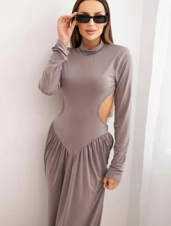 Dámská dlouhá šaty z viskózy s rolákem a odhalenými zády fango