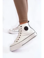 Dámské vysoké zateplené tenisky Big Star KK274170 Bíle Dámské vysoké zateplené tenisky Big Star KK274170 Bíle