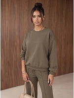 Dámská tepláková souprava se širokými kalhotami v barvě khaki FashionStreet AY1229 Dámská tepláková souprava se širokými kalhotami v barvě khaki FashionStreet AY1229