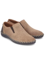 Pánská kožená prolamovaná nazouvací obuv béžová Rieker B2460-25