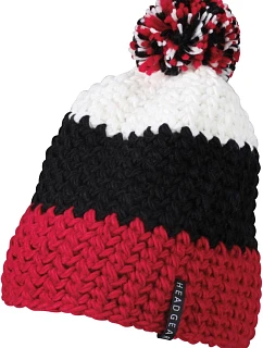 Daiber MB 7940 3-barevná háčkovaná čepice s bambulí 03.7940 red/black/white