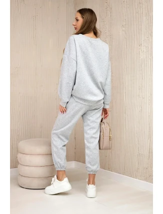 Komplet teplákové + kalhoty máslová látka světle šedá