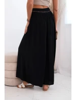 Dámské kalhoty z viskózy se širokými nohavicemi černý