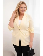 Dámská blazer z viskózy Plus Size s dlouhým rukávem a límcem citronová