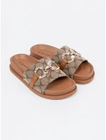 Krásné  nazouváky dámské hnědé na plochém podpatku