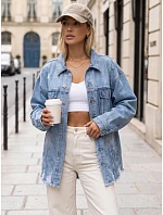 Dámská džínová bunda oversize s odřeninami, světle modrá, FashionStreet TY5686