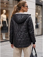 Dámská prošívaná přechodová bunda s kapucí, černá, FashionStreet TY5786