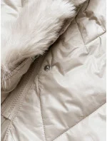 Dlouhá dámská prošívaná bunda v barvě ecru (772)